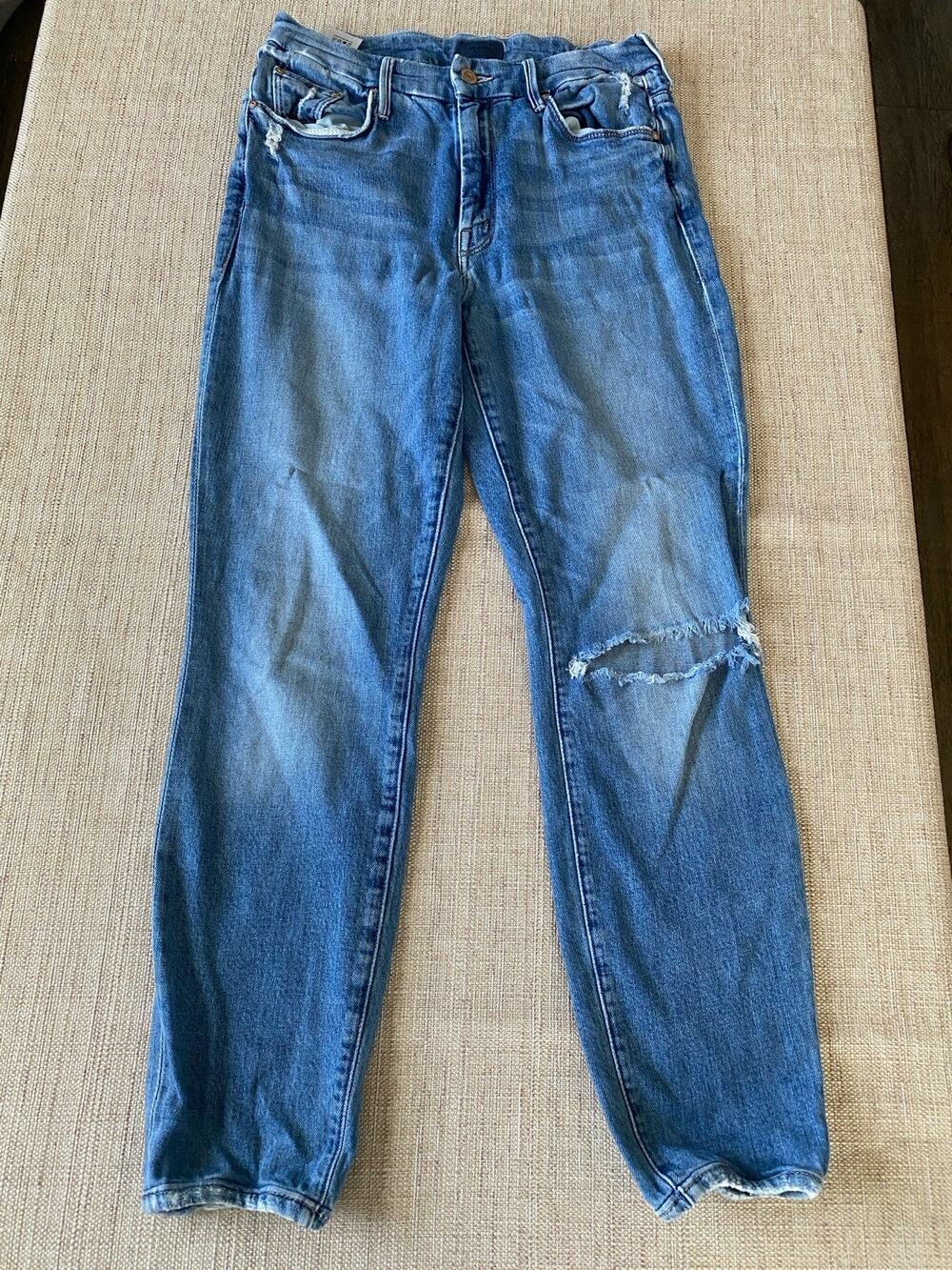 MOTHER Denim The Dazzler Ankle Straight Leg Distressed Jeans Womens Size 27